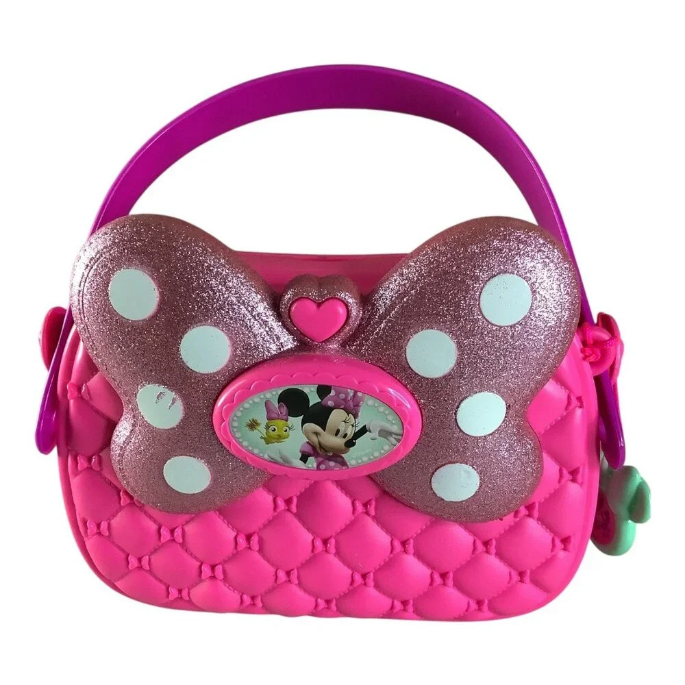 Minnie Mouse Hot‎ Pink Purse with Glitter Bow Plastic Disney Girls Pocketbook